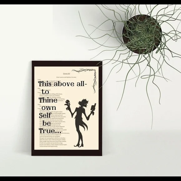 Shakespeare Wall Art, Shakespeare Print, Hamlet Wall Art, Hamlet Print, Book - Picture 3 of 5
